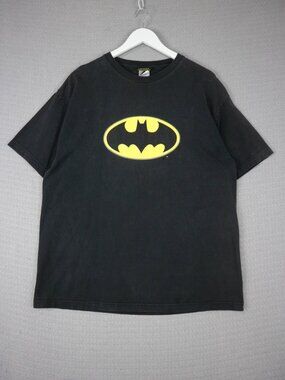 Batman Alstyle Vintage Faded Black Logo Tee Mens XL VTG